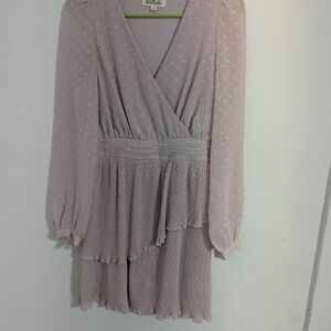 Purple Long Sleeve V-Neck Sundress